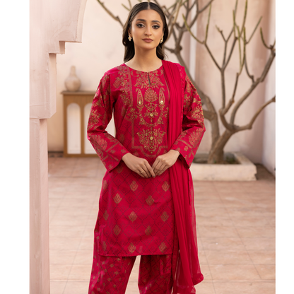 UMS-19 Embroidered Lawn 3 Pc Pakistani Dress | Ready to wear | Simrans
