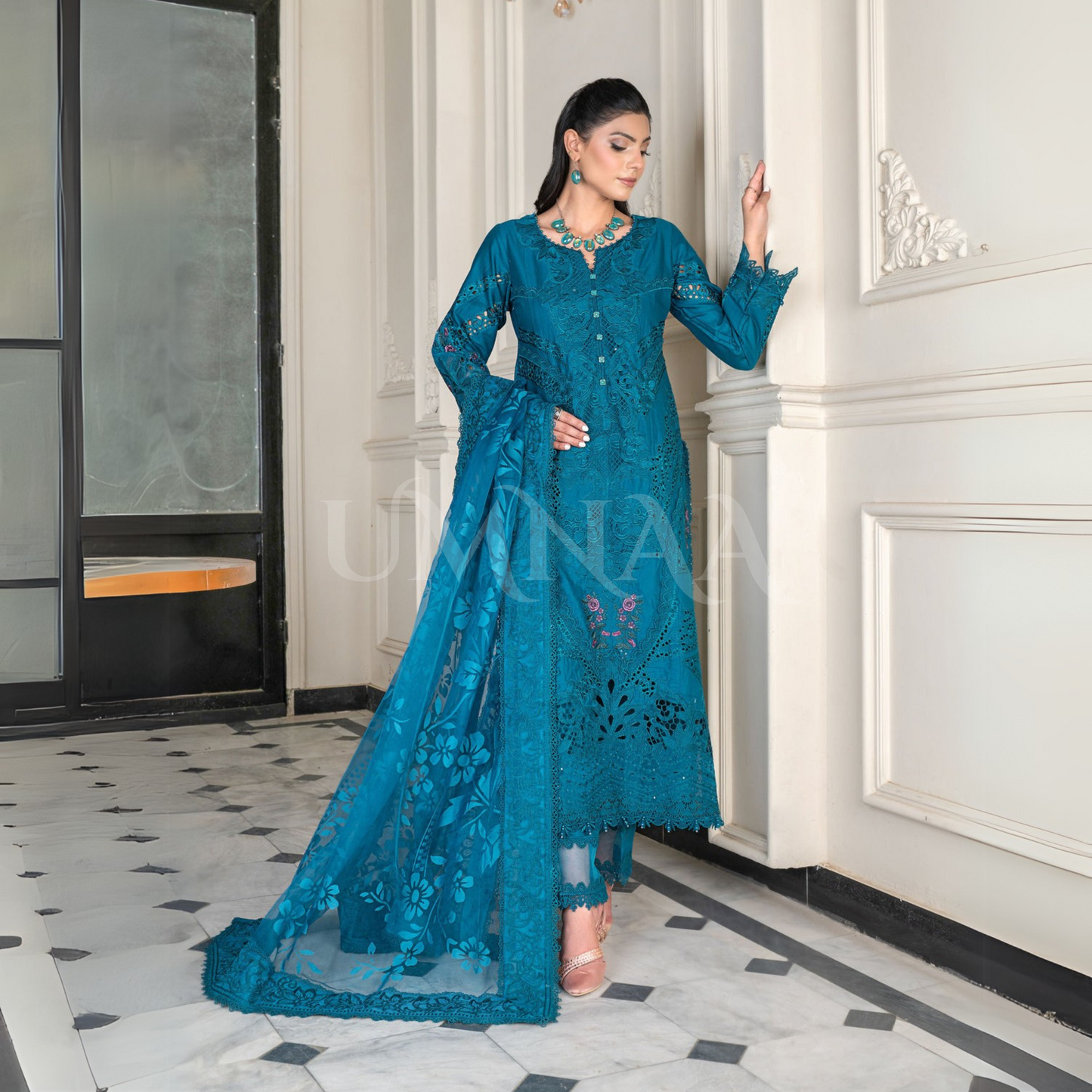 UA-92 Embroidered Lawn 3 Pc Ready to wear Collection | Umnaa