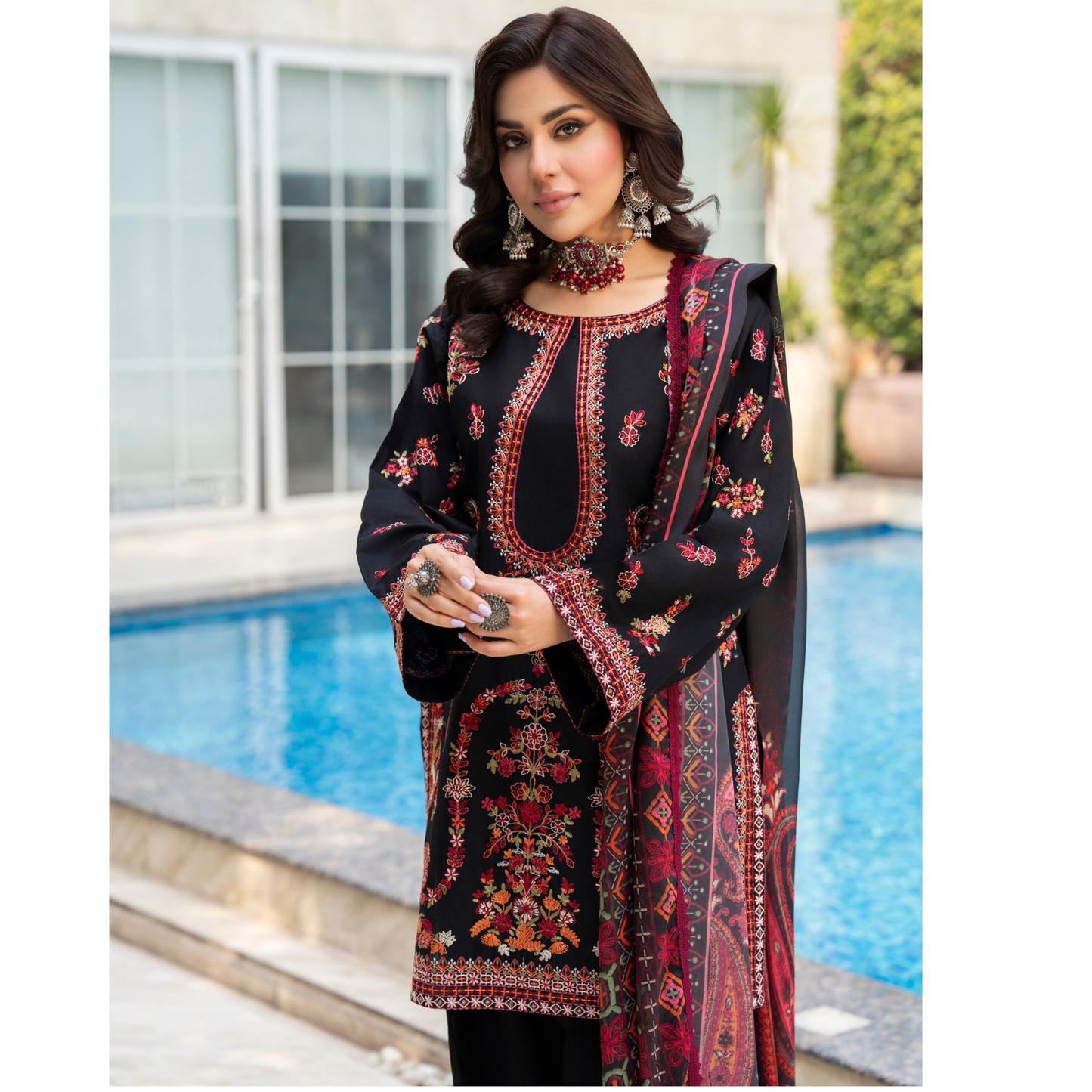 KC-1491 kashmiri Chikenkari Luxury Cotton farshi Shalwar Collection | Ready to Wear | Karma Collection