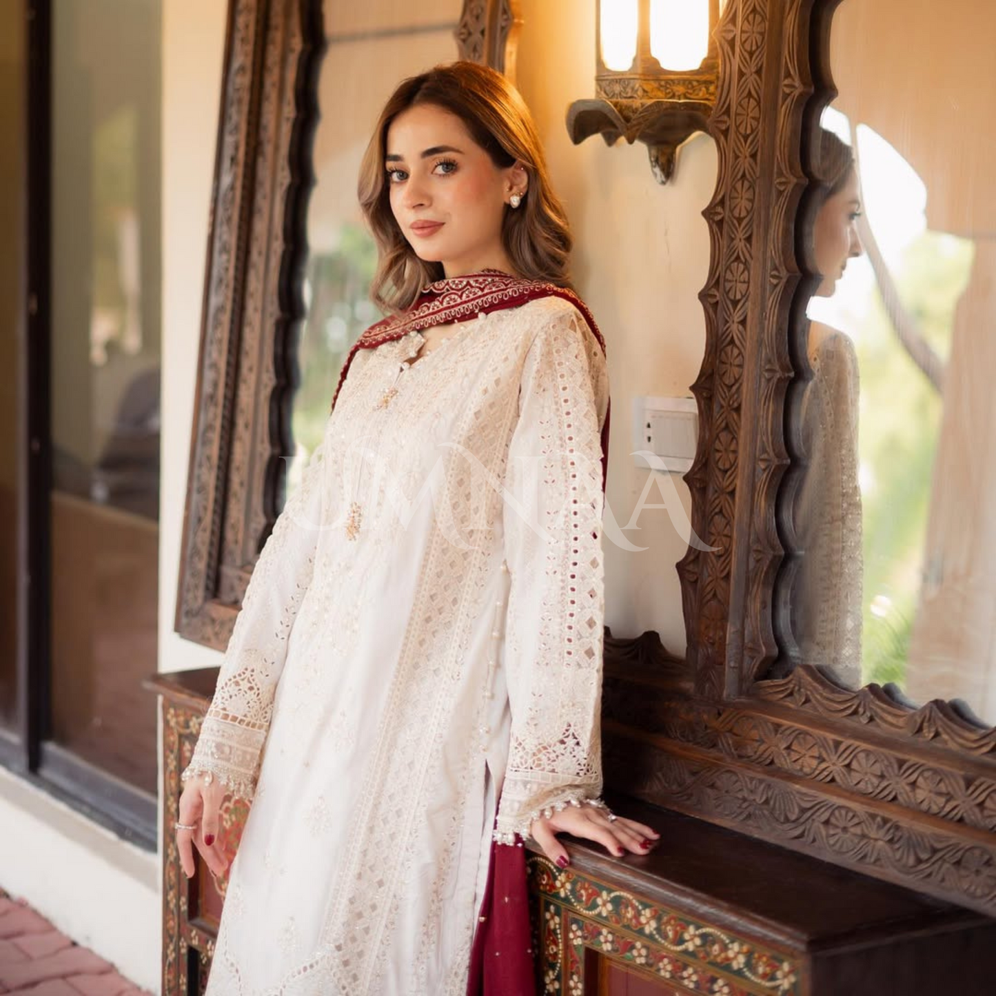 UAL-04 Luxury MARIA.B inspired Embroidered Cambric Cotton Ready to Wear 3 Pc Dress | ALLY'S