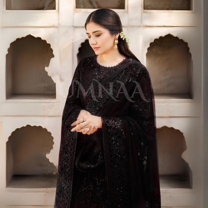 UA-102 IMROZIA inspired Luxury Embroidered Ready to Wear Dress by Umnaa