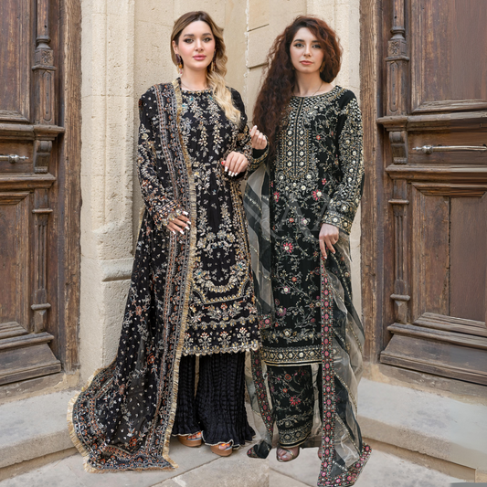 UA-115 Luxury Embroidered Festive Chiffon Collection | Ready to Wear | Umnaa