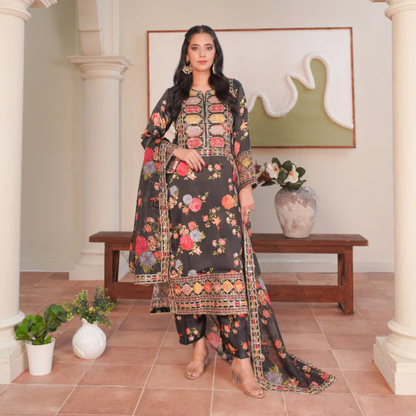UA-135 Embroidered khaddar 3 Pc dress | Ready to Wear Asian Clothes  | Umnaa