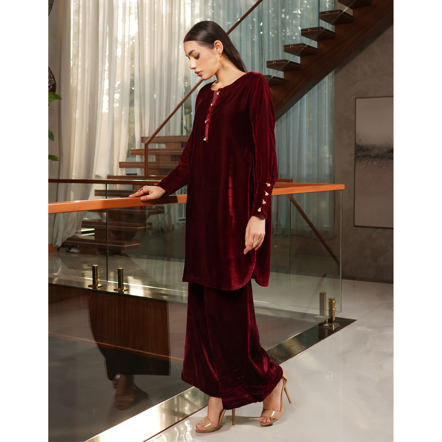 UMS-44 Coco by Simrans Velvet Co-Ords set | Ready to Wear | Asian Clothes