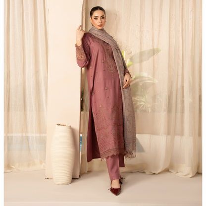 UA-140 Embroidered Dhanak Dress with Pashmina Shawl | Ready to Wear | Asian Clothes