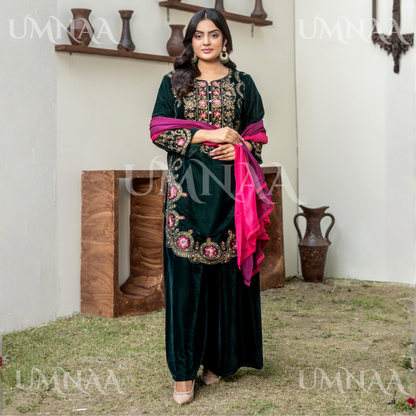UA-141 3 Luxury Velvet Sharara collection by Umnaa