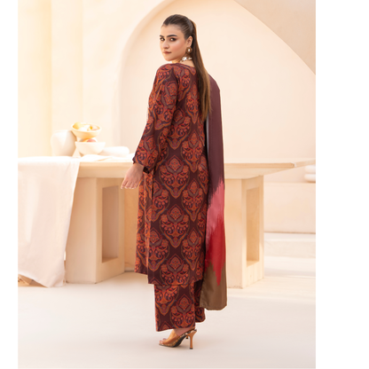 RA-24 Embroidered Printed Dhanak dress with Wool Shawl  by Raniya.h