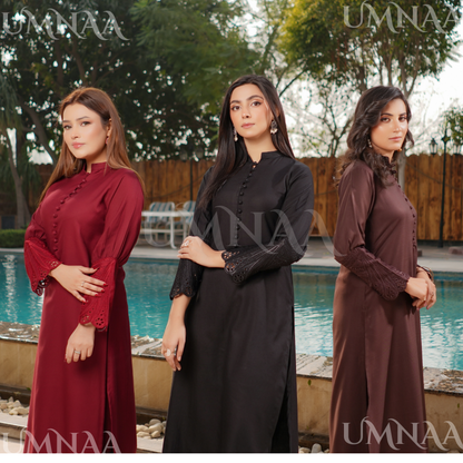 UA-148 Modest Wear Embroidered Dhanak Co-Ords Set by Umnaa