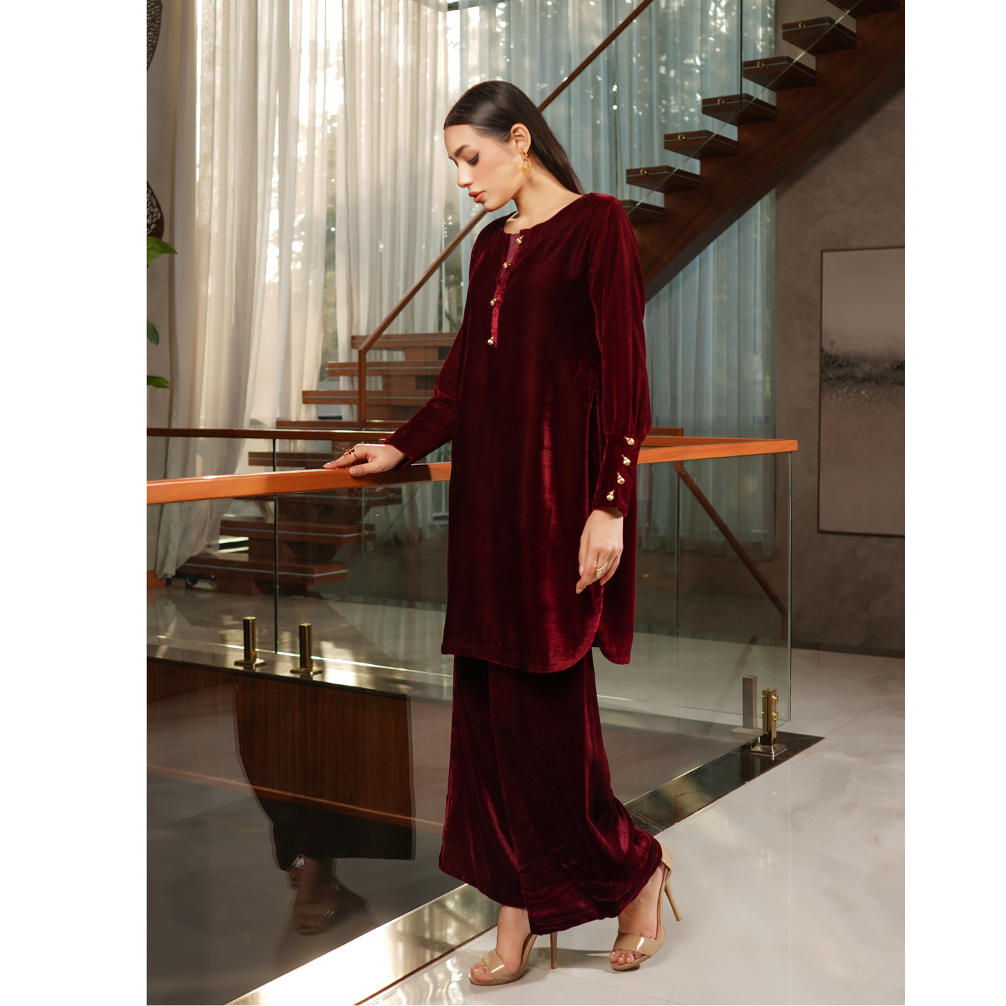 UMS-47 Coco by Simrans Velvet Co-Ords set | Ready to Wear | Asian Clothes