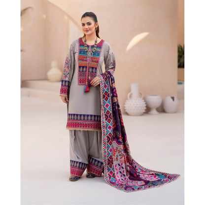 "Mishaal" Khat Edition Luxury Embroidered Farshi Shalwar 3 Piece by Karma Collection