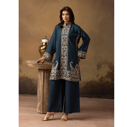 UMS-48 Embroidered Dhanak 2 Pc Co-Ords Set by Simrans