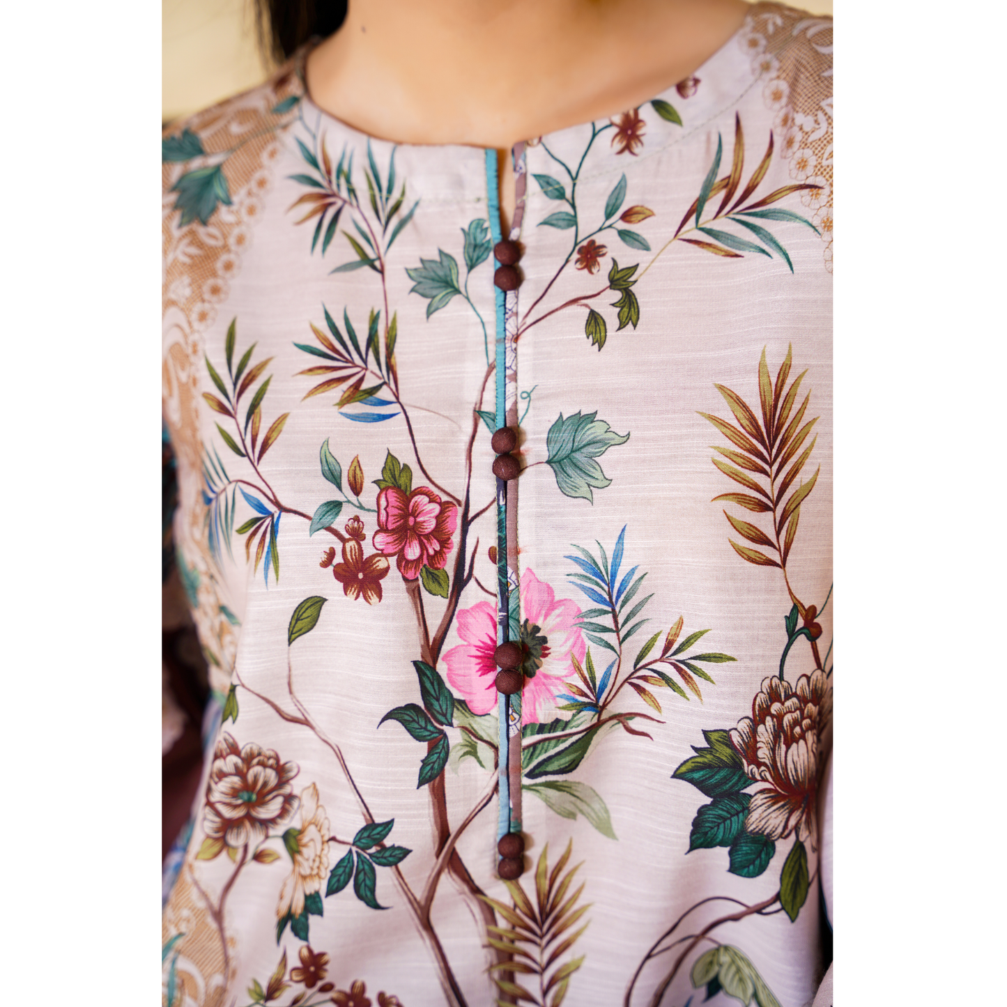 UA-157 Printed Slub Khaddar Kaftan Co-Ord Set | Winter 2 Piece Outfit