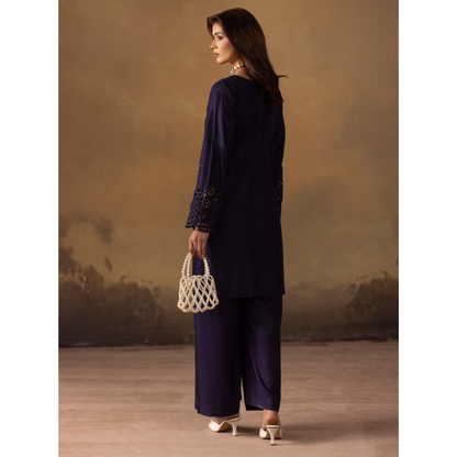 UMS-50 "Luxkari" Linen Chikenkari Co-Ords 2 pc Set by Simrans