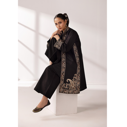 UMS-51 Maria.B inspired Embroidered Khaddar Jacket style dress with chiffon Duppatta by Simrans