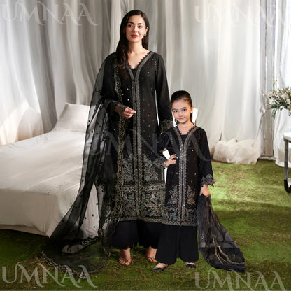 UMS-55 Janan Mother Daughter Chikenkari Jacquard Eid Edit by Simrans | Ready to Wear Asian Pakistani clothes