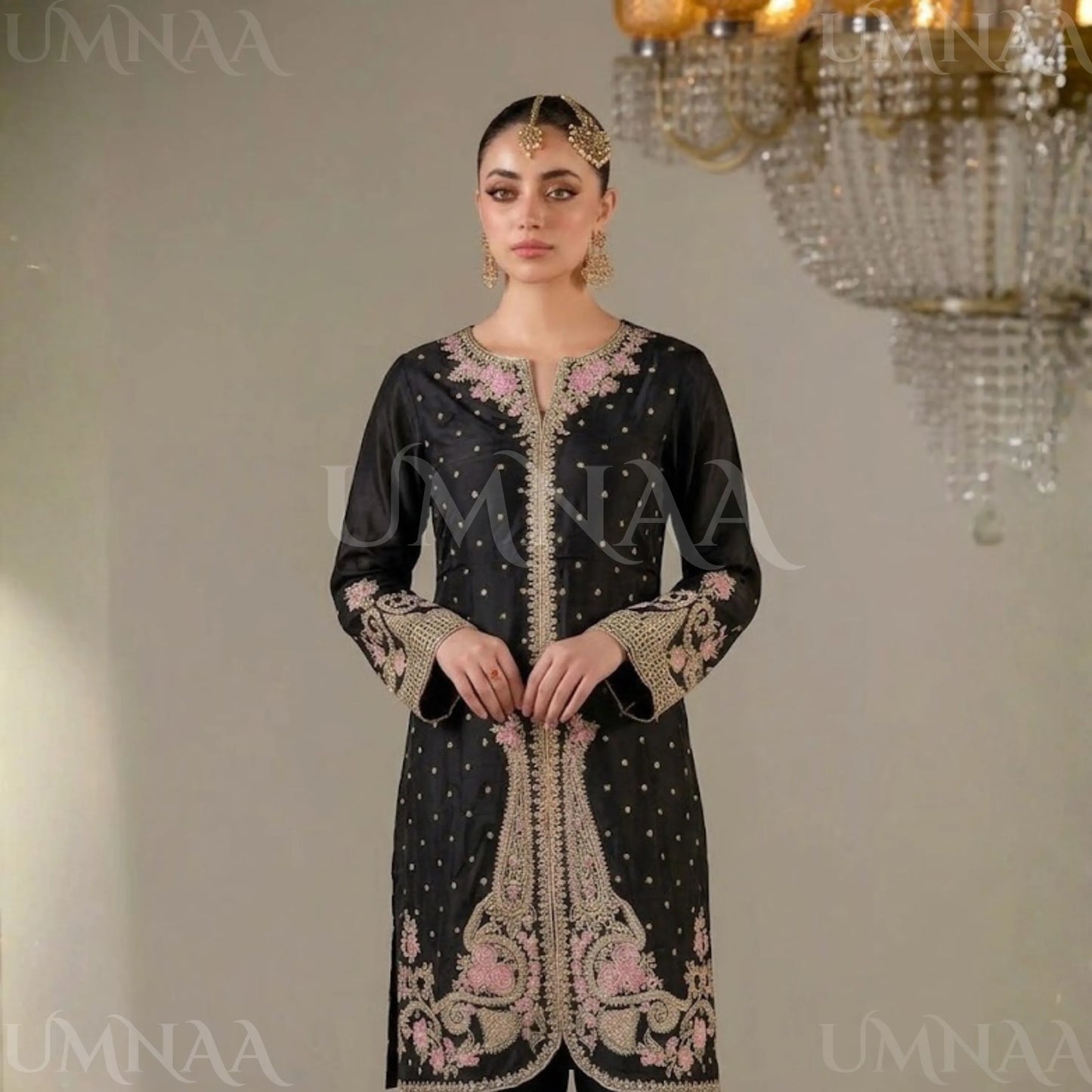 UA-182 Embroidered Viscose 3 Piece Suit with Organza Dupatta | Elegant Pakistani Party Wear by Umnaa