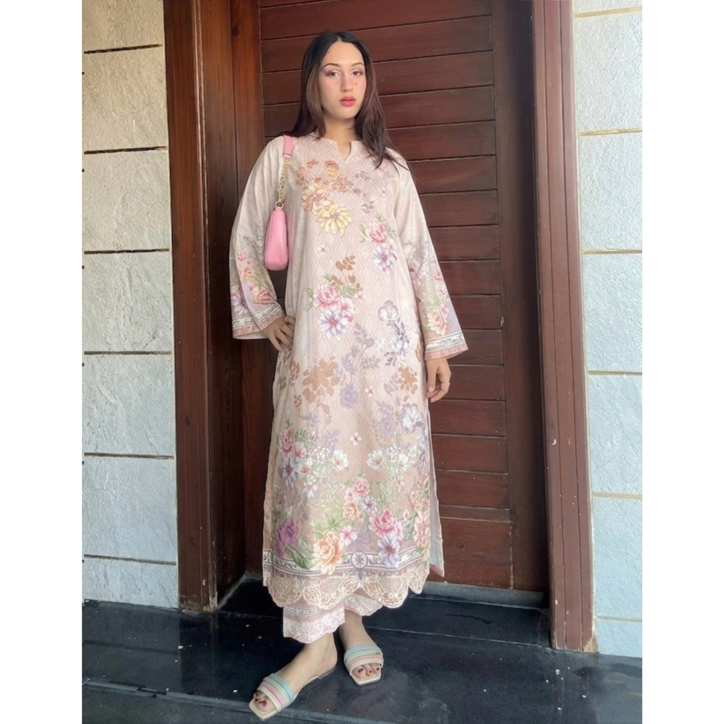 UA-183 Premium Silk Grip 2-Piece Pret – Kaftan Style Printed Co-Ords Set