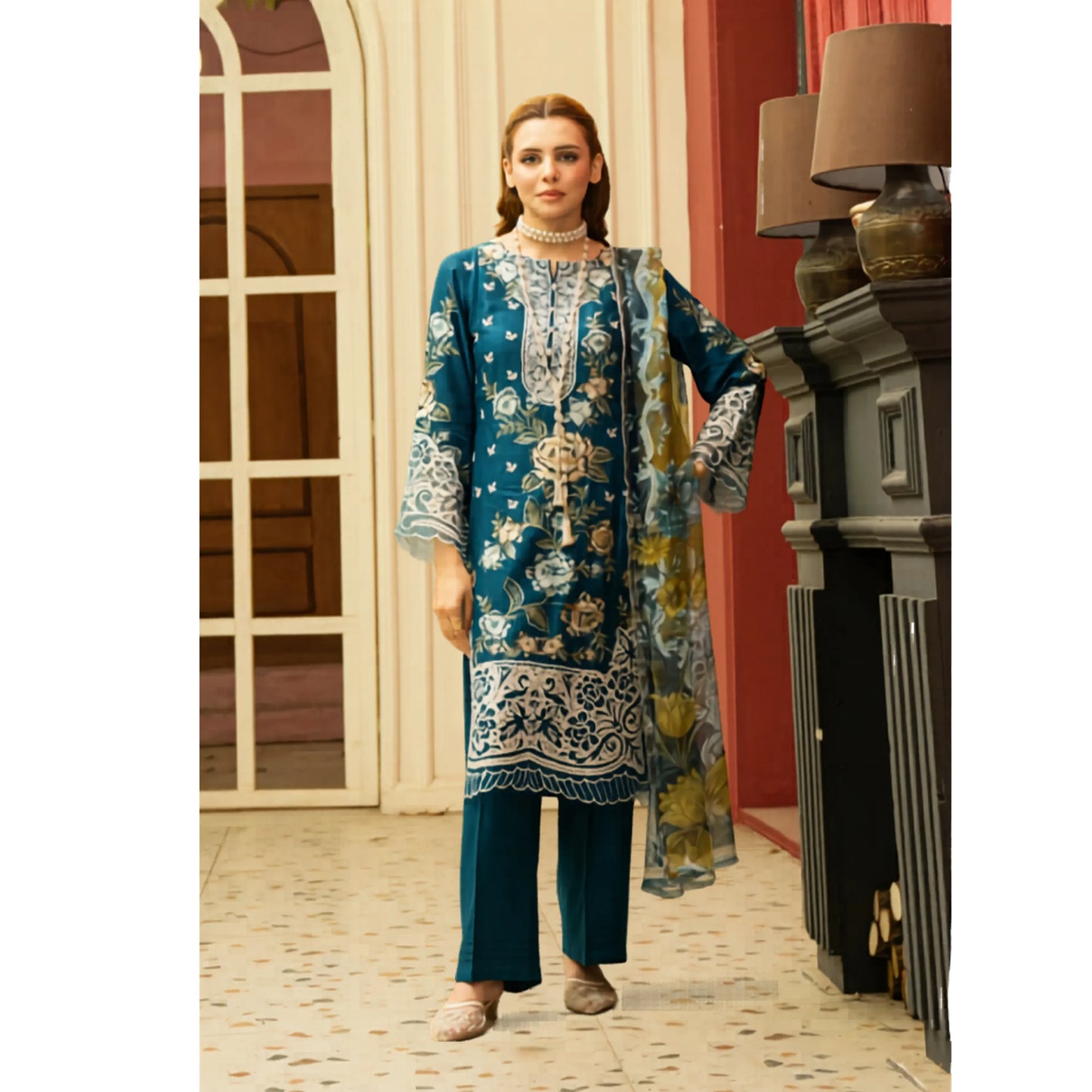 UMRZ-58 Embroidered Linen Collection 3 Pc By Rangz Asian clothes Ready to Wear