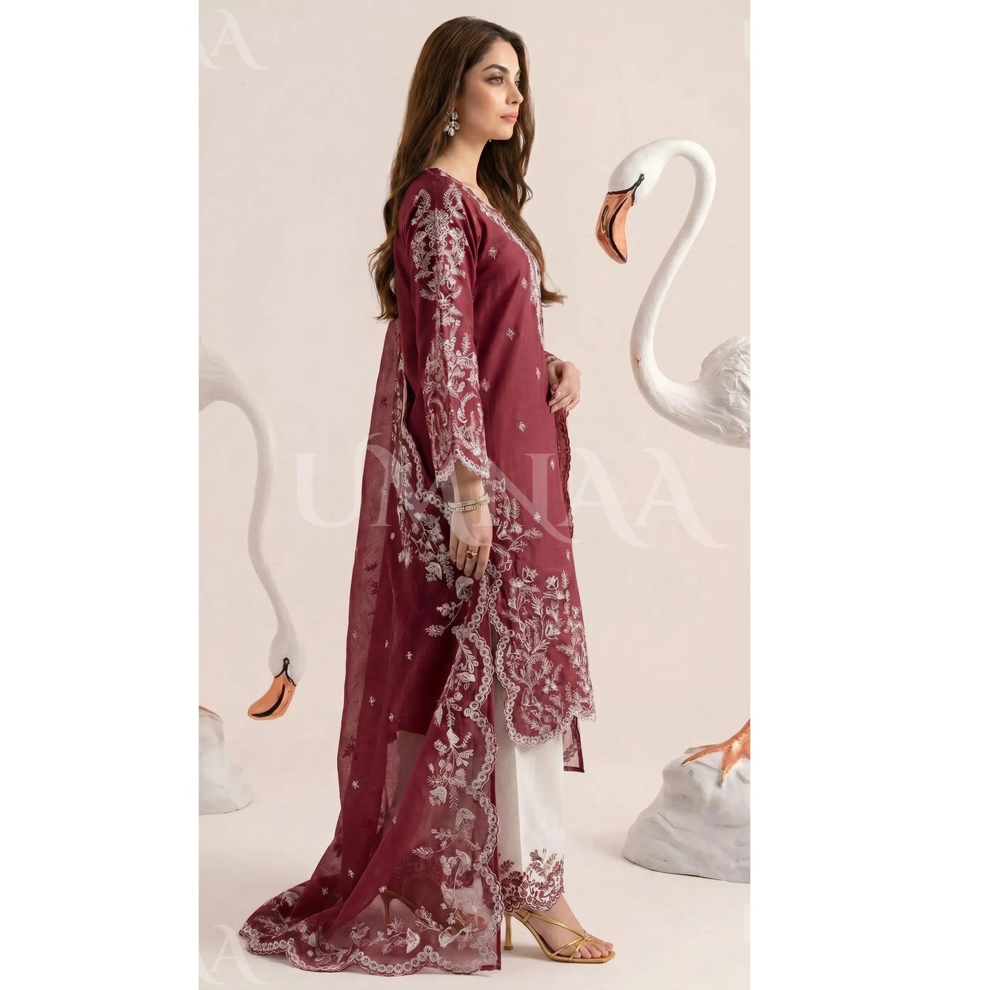 UA-190 Embroidered Cotton Collection 3 Piece | Ready to Wear | Asian clothes