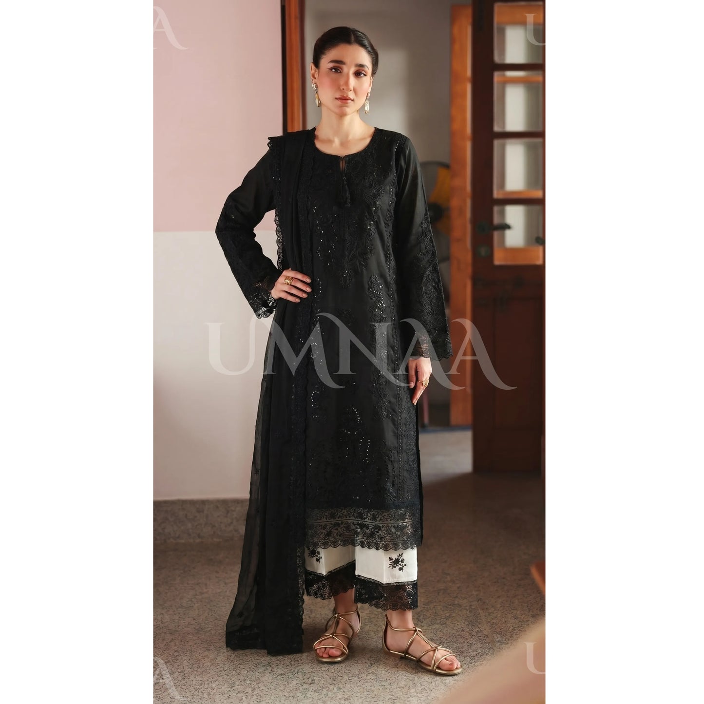 UA-192 festive Embroidered Cotton Collection with Chiffon Duppatta | Ready to Wear | Asian clothes