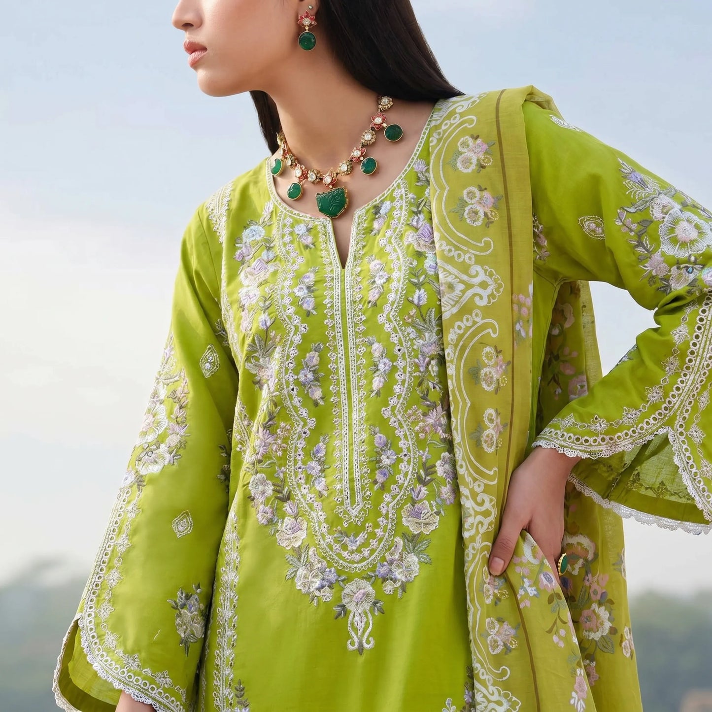 UA-193 Embroidered Cotton Collection 3 Piece | Ready to Wear | Asian clothes