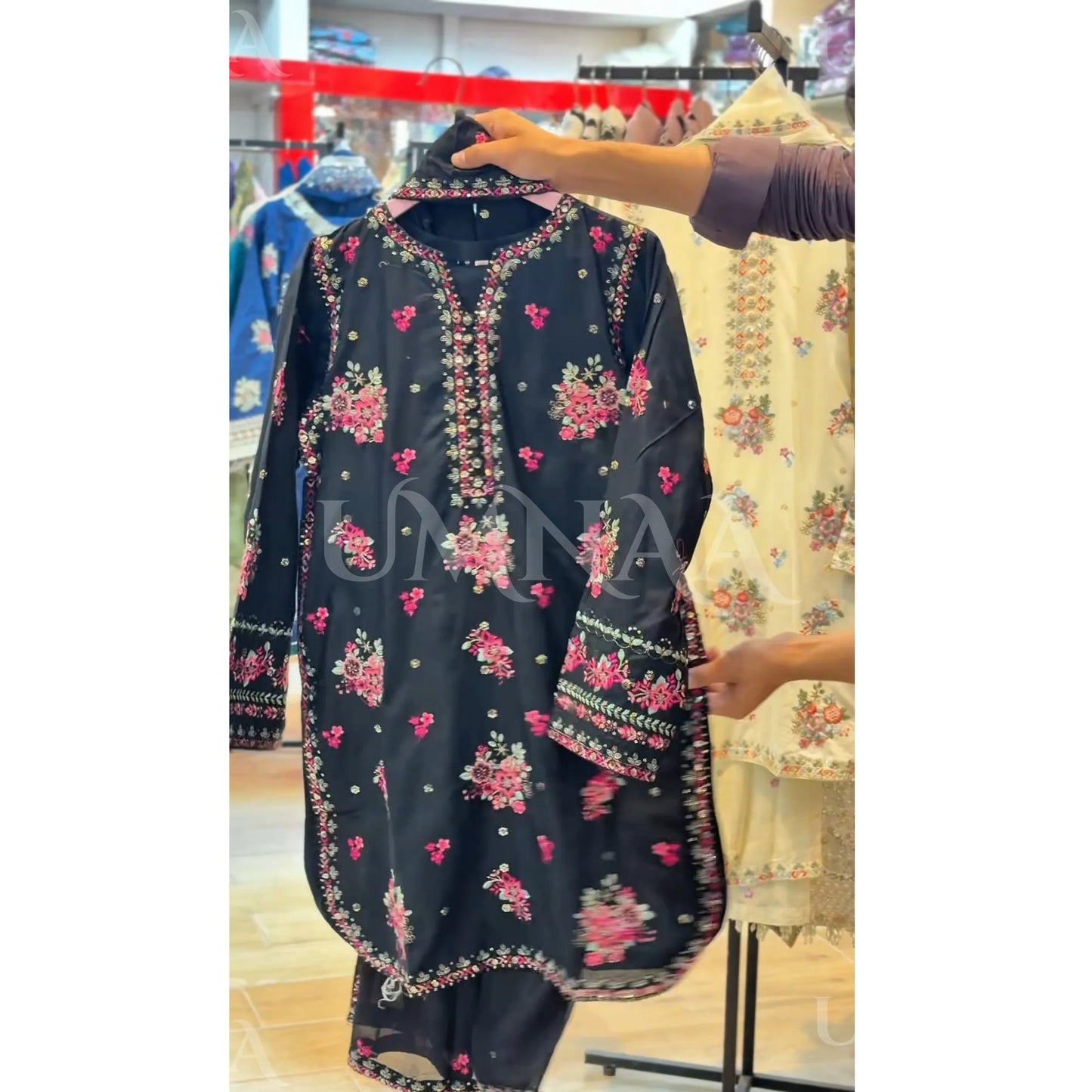 UA-194 Embroidered Cotton Farshi Shalwar Collection by Umnaa | Ready to Wear Pakistani Asian Clothing