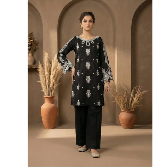 UA-196 Embroidered Cotton Lawn Co-Ords Set by Umnaa Ready to Wear Pakistani Asian casual Modest clothes