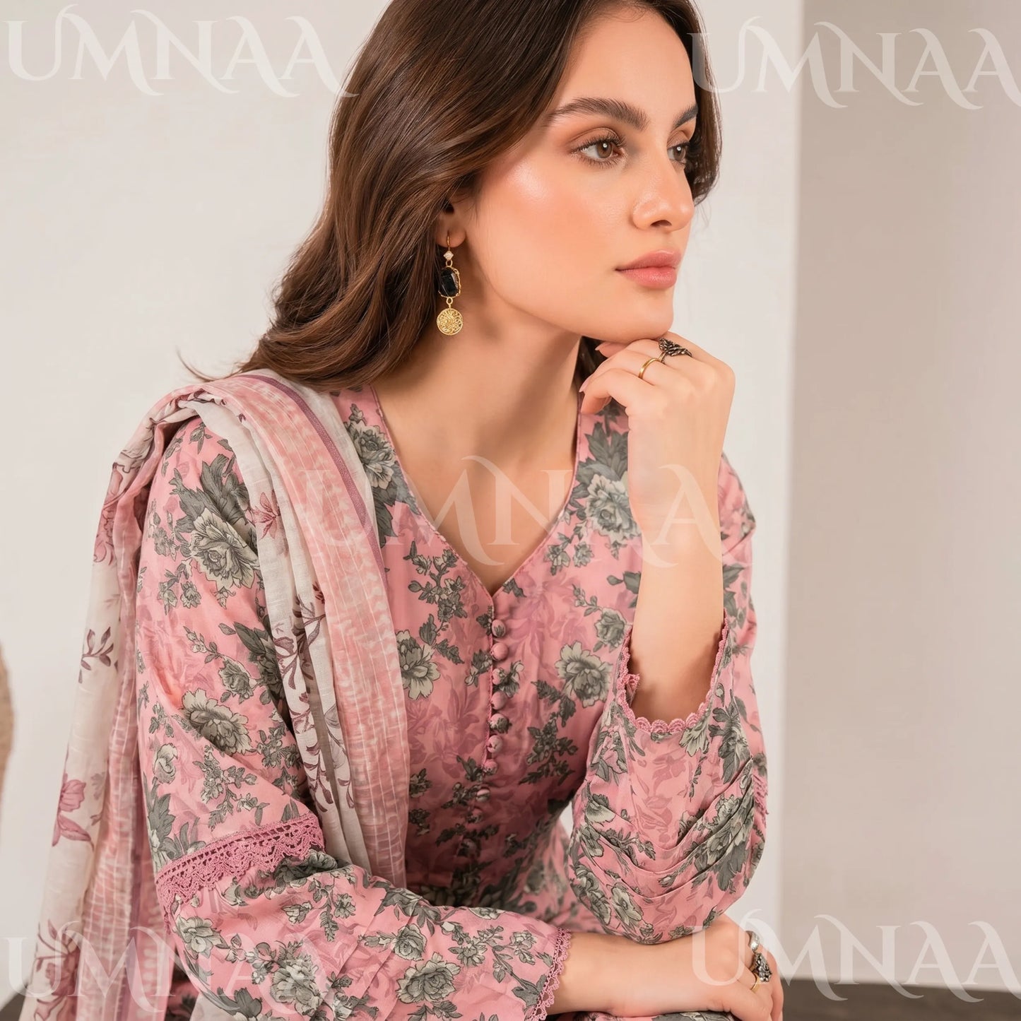 UA-197 Printed Poly Lawn frock 3 Pc Collection Ready to Wear Pakistani Asian clothes