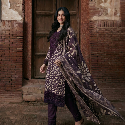 UA-198 Embroidered Printed Poly Silk Lawn Collection by Umnaa | Ready to Wear | Asian Clothes