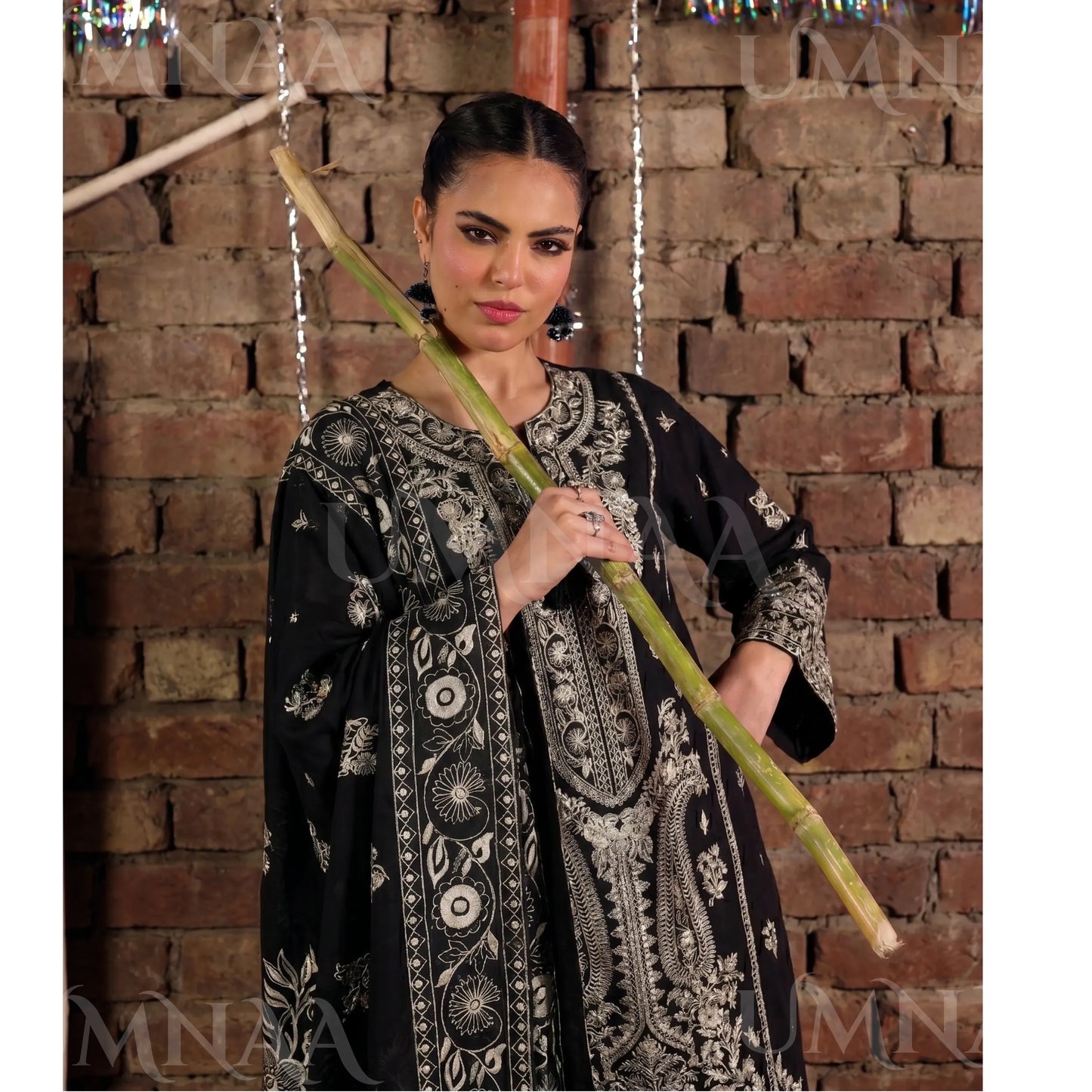 UA-199 Embroidered Cambric Cotton Collection by Umnaa | Ready to Wear Pakistani Asian clothes for women