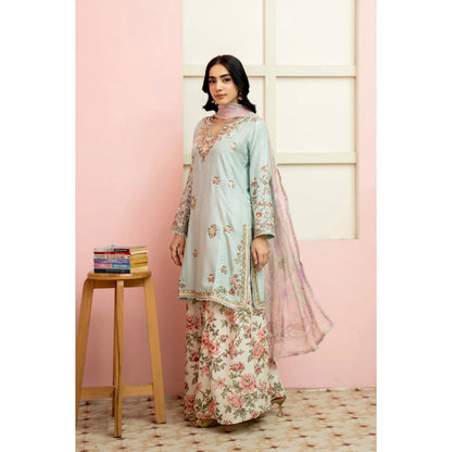 UMRZ-60 Maharani Festive Embroidered Linen with printed Sharara collection by Rangz | Ready to Wear Pakistani Asian clothes