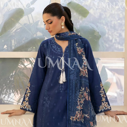UA-209 Embroidered Cambric Cotton Collection by Umnaa | Ready to Wear Pakistani Asian clothes
