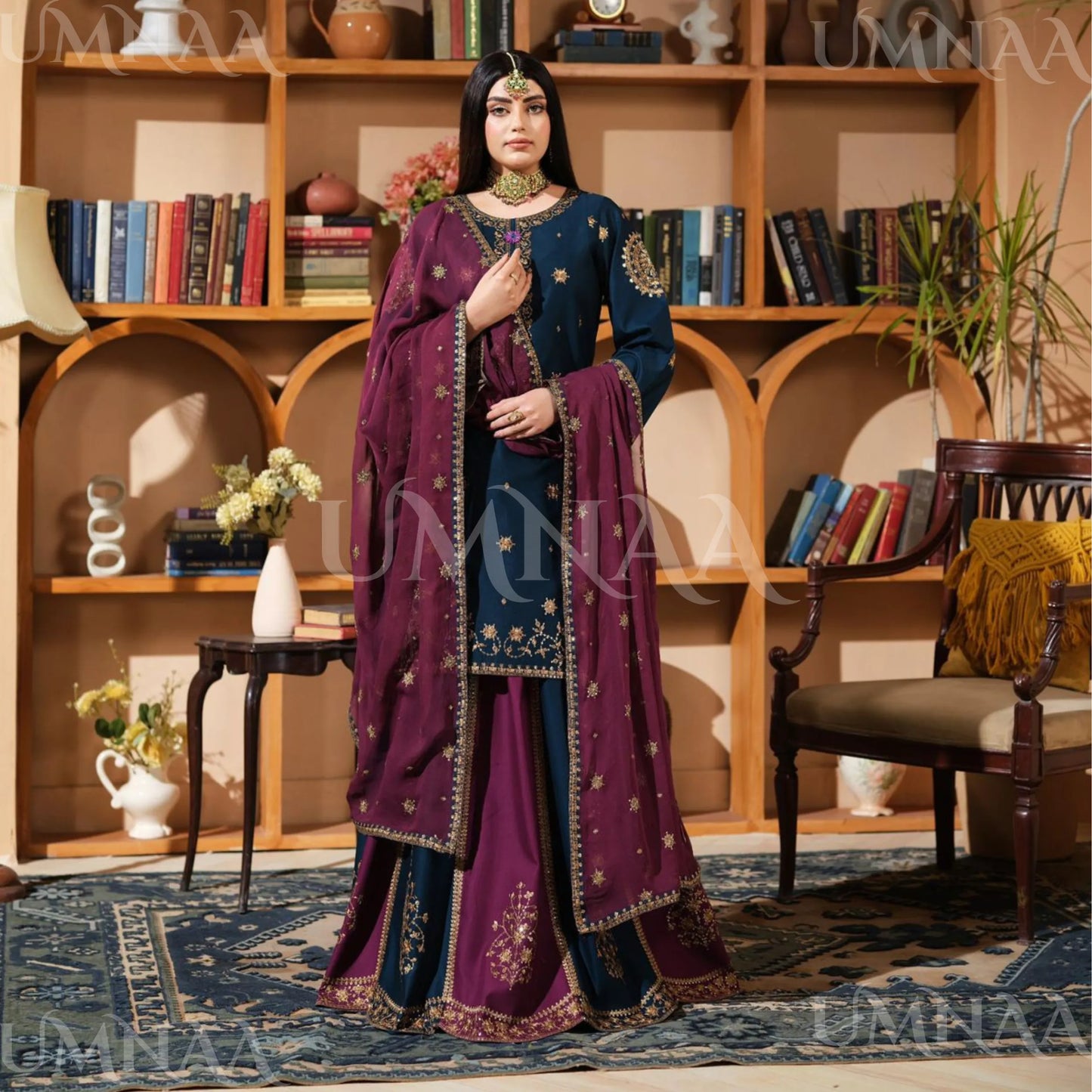 UA-213 Embroidered Cotton Festive Collection by Umnaa | Ready to Wear Pakistani Asian Clothing