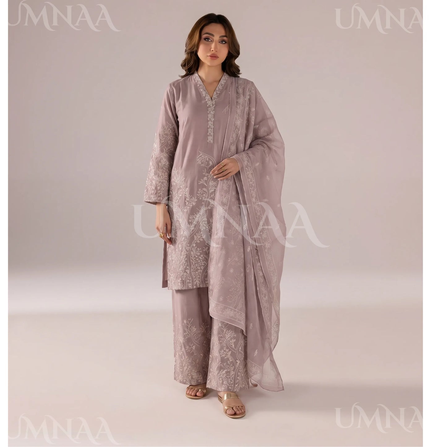 UA-221 Embroidered Cotton Ready to Wear Collection Pakistani Asian Women | 3 Piece Shirt Trouser Duppata by Umnaa