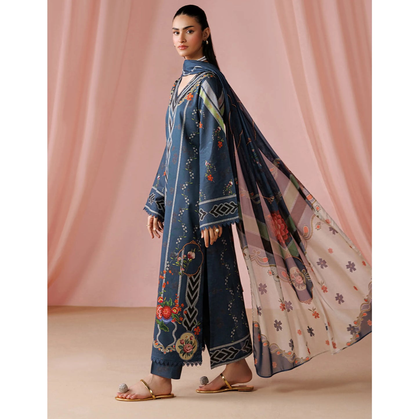 UE-02 "Printed Essential" by Esra Fashion Summer Printed Lawn 3 Piece Collection | Pakistani Asian Clothes