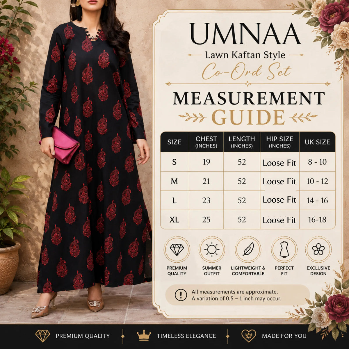 RA-33 Printed Lawn Long Kaftan Style 2 Piece Casual Summer Collection by Raniya.h