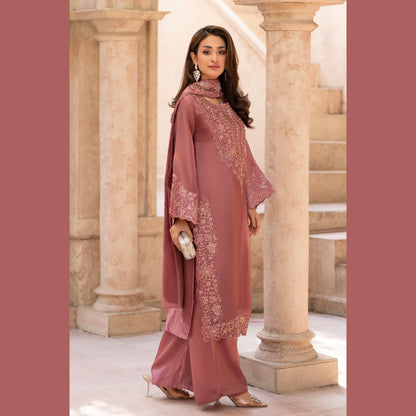 RA-36 Embroidered Sheesha Silk 3 Piece Suit | Premium Embroidered Silk Dress with Dupatta | Women's Party & Festive Wear