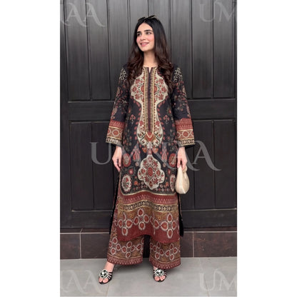 UA-228 Printed Lawn Long Kaftan Style 3  Piece Casual Summer Collection by Umnaa
