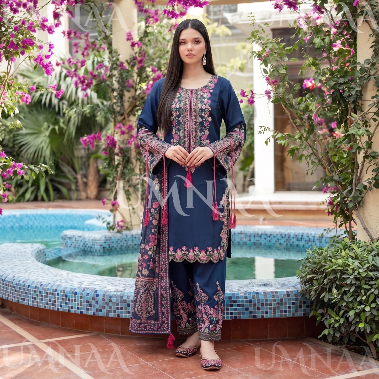 UA-335 Embroidered Viscose 3 Pc Collection Ready to Wear Pakistani Asian clothes by Umnaa