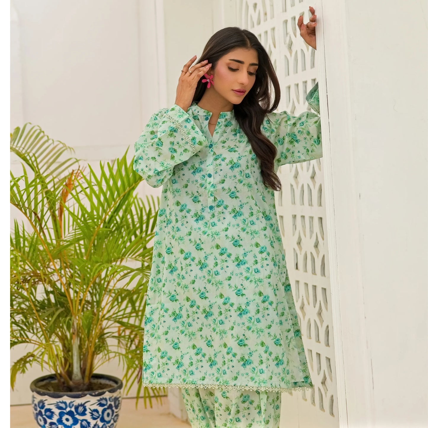 UA-248 Printed Lawn 2 Piece Co-Ord Set | Soft Breathable Summer Outfit | Casual Matching Shirt & Trouser Set by Umnaa