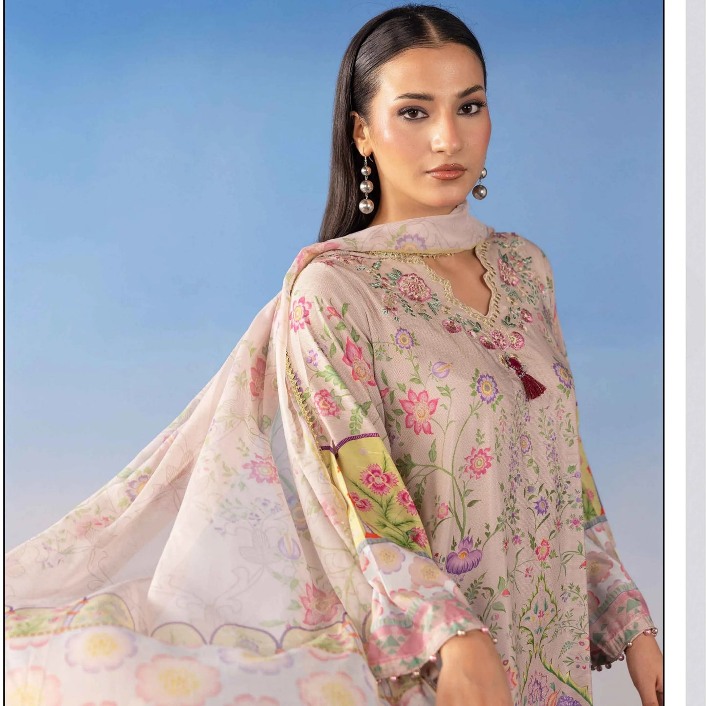 UMS-67 Ethnic Rozana by Simrans Poly Lawn Kaftan Co Ords set