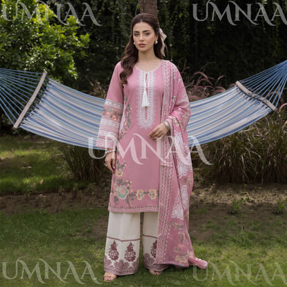 UA-256 Embroidered Cotton 3 Pc Collection Ready to Wear Pakistani Asian clothes by Umnaa