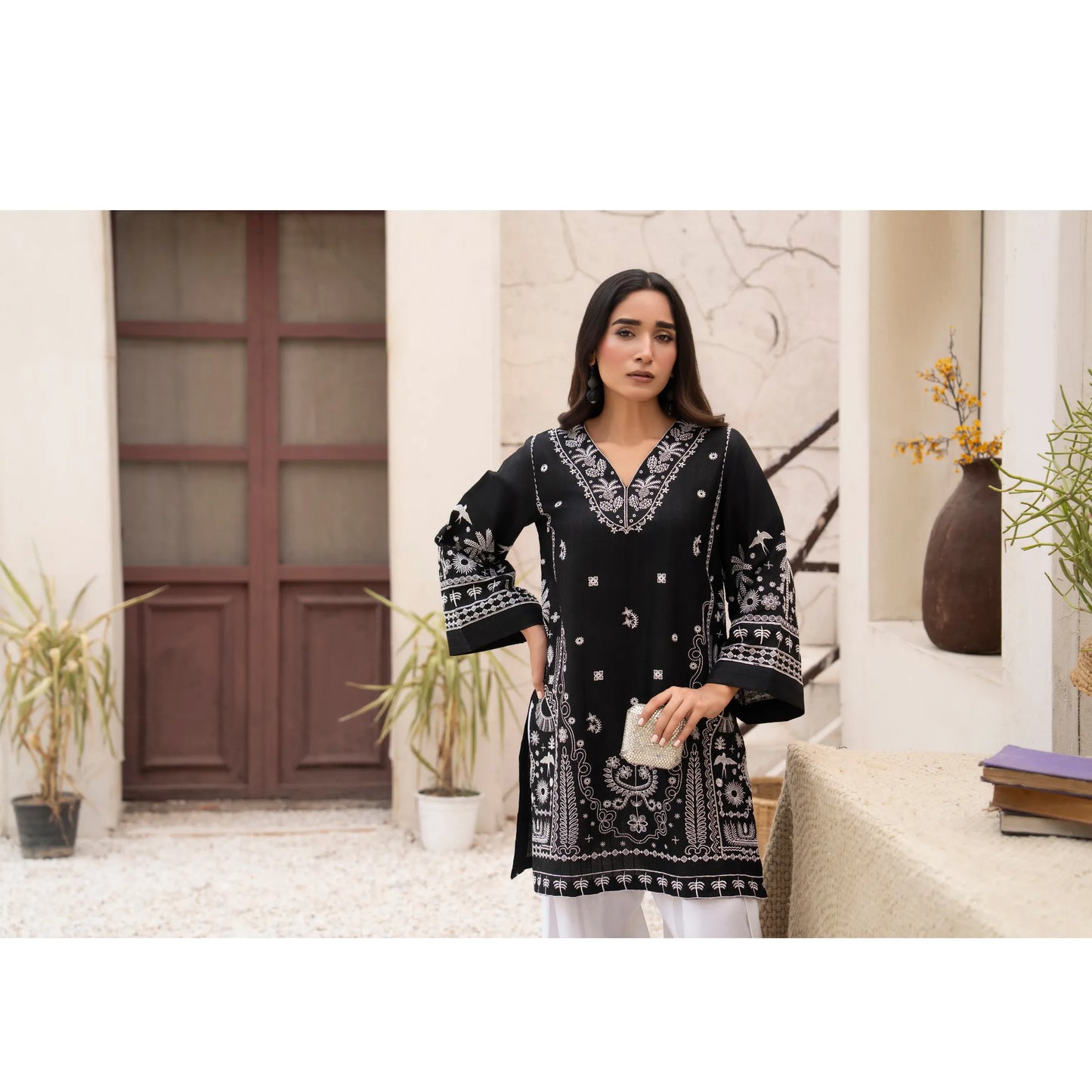 UA-257 Embroidered Cambric Cotton Co-Ord Set | Ready to Wear | Asian Clothes