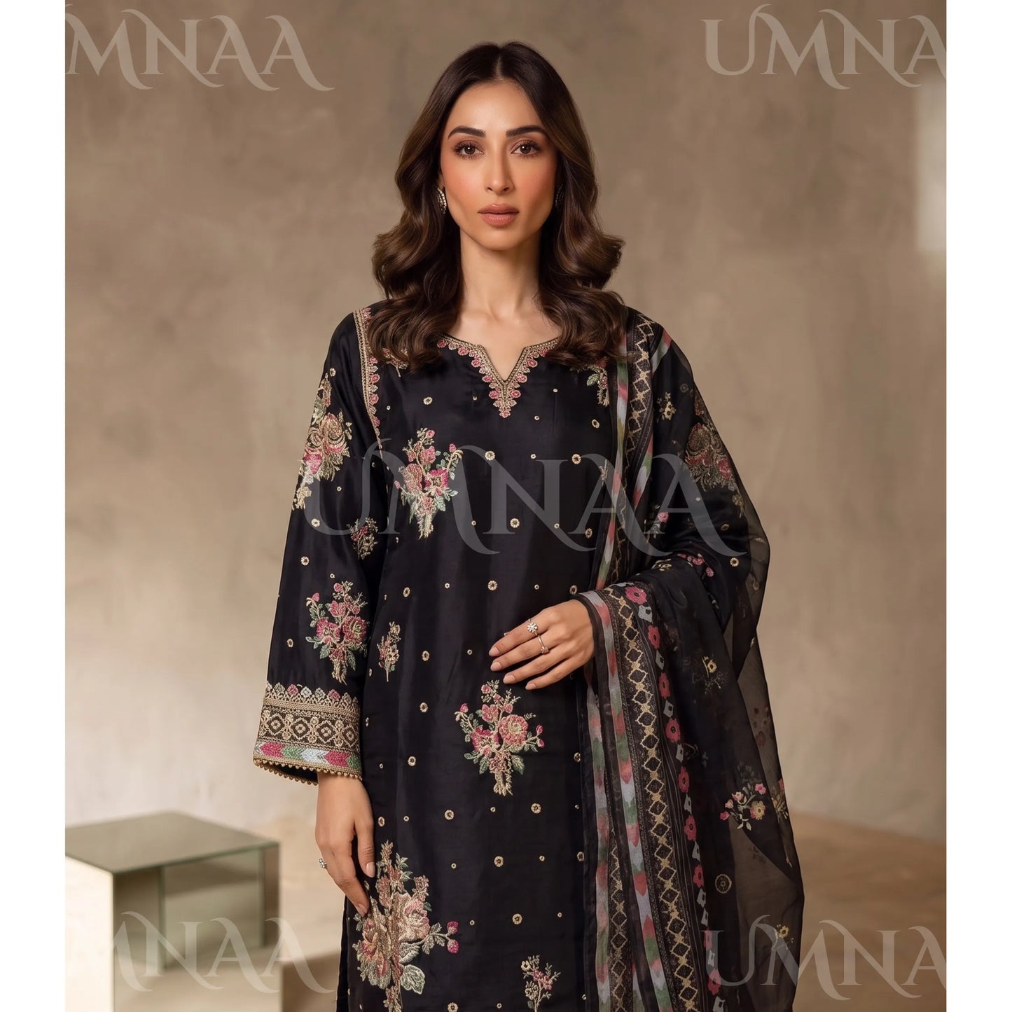 UA-262 Embroidered Farshi Shalwar Luxury Pakistani Dress by Umnaa