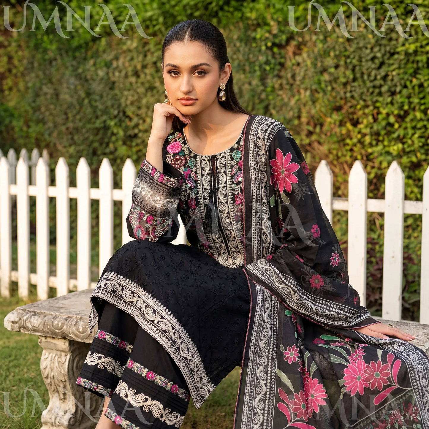 UA-269 Embroidered Cambric Cotton 3 Pc Collection | Umnaa