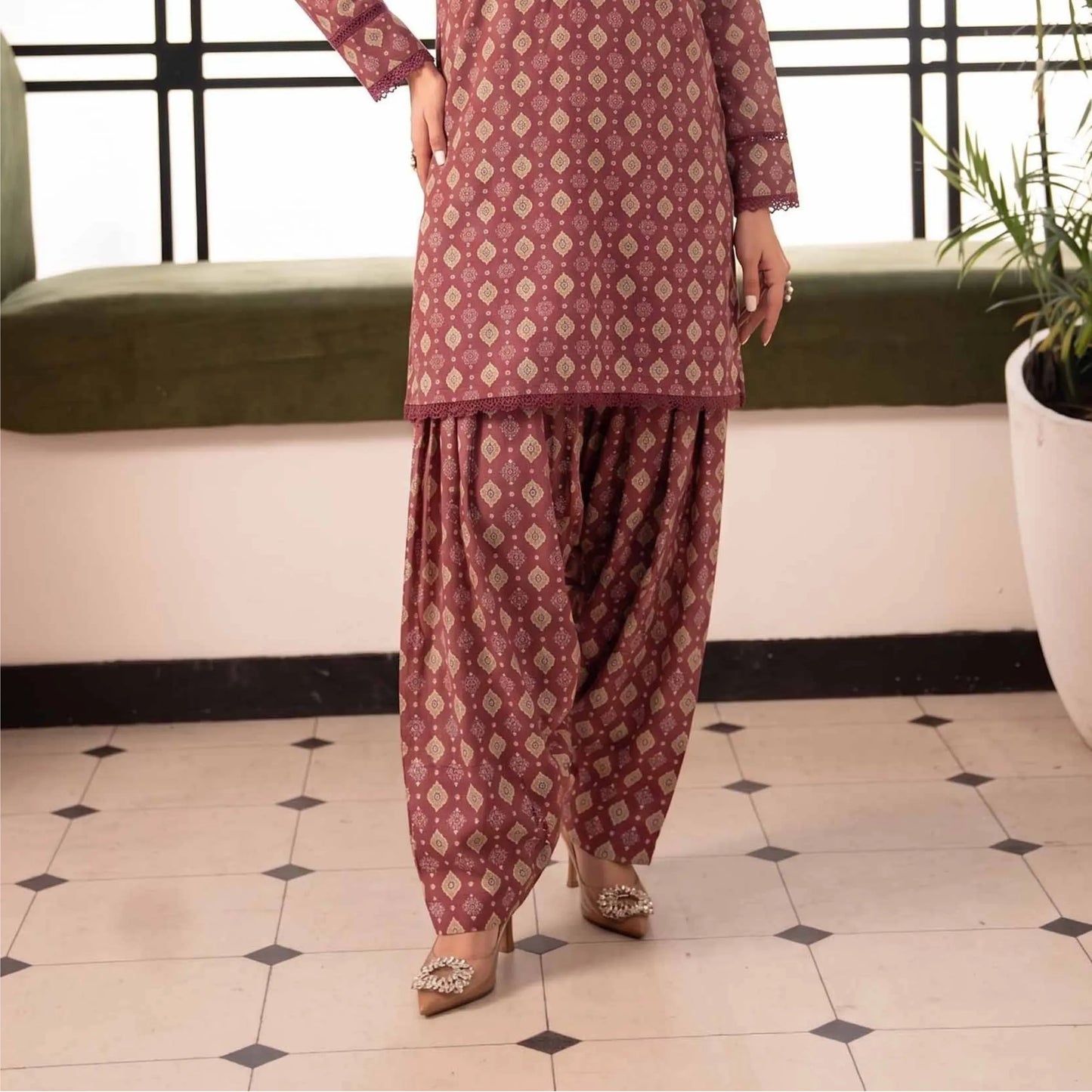 USN-23 Printed Farshi Shalwar Lawn Co-Ord Set | Saphorn