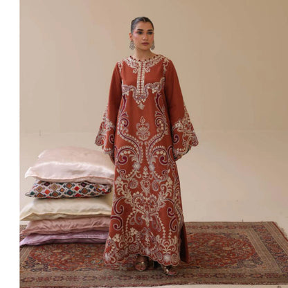 UAL-02 Embroidered Kaftan Raw Silk Co-Ord Set 2 Pc | Adan's Libas