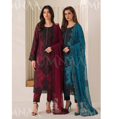 UA-283 Embroidered Chiffon 3 Pc Collection | Umnaa