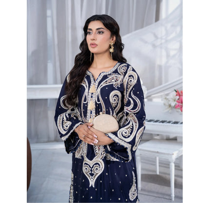 UA-286 Embroidered Viscose Silk Co-Ords Set | Umnaa