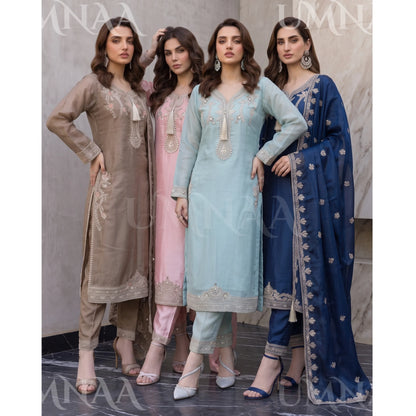 UA-289 Luxury Silk 3-Pc Suit | Embroidered Pakistani Formal Wear